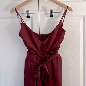 Burgundy satin jumpsuit. Size small.